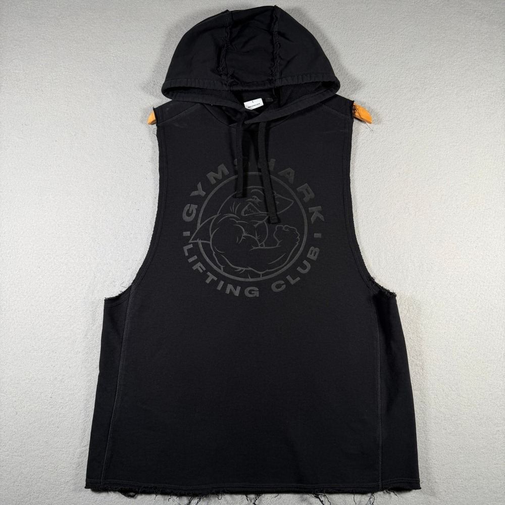 Gymshark Lifting Club Mens Black Sleeveless Graphic Hoodie Tank Top Large A1A8E